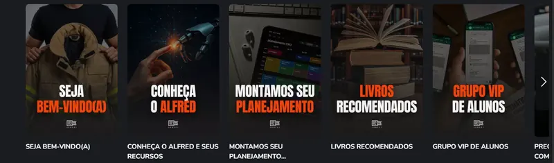 Região de boas-vindas e primeiros passos da plataforma
