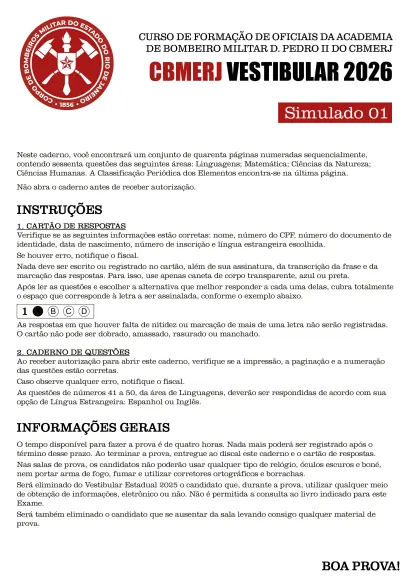 Simulado no modelo da prova do CFO CBMERJ